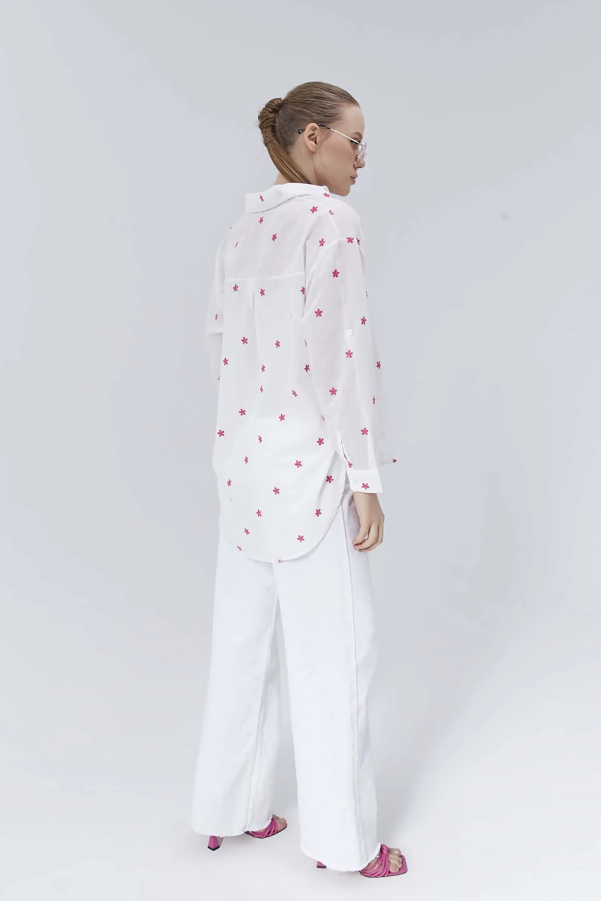 Çiçek  Desenli  Uzun  Kollu  Gömlek