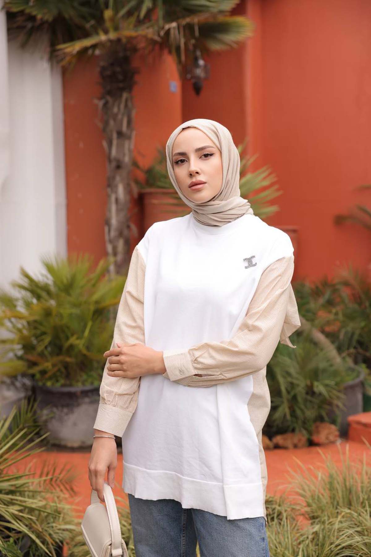 Merserize Kumaş Detaylı Tunik