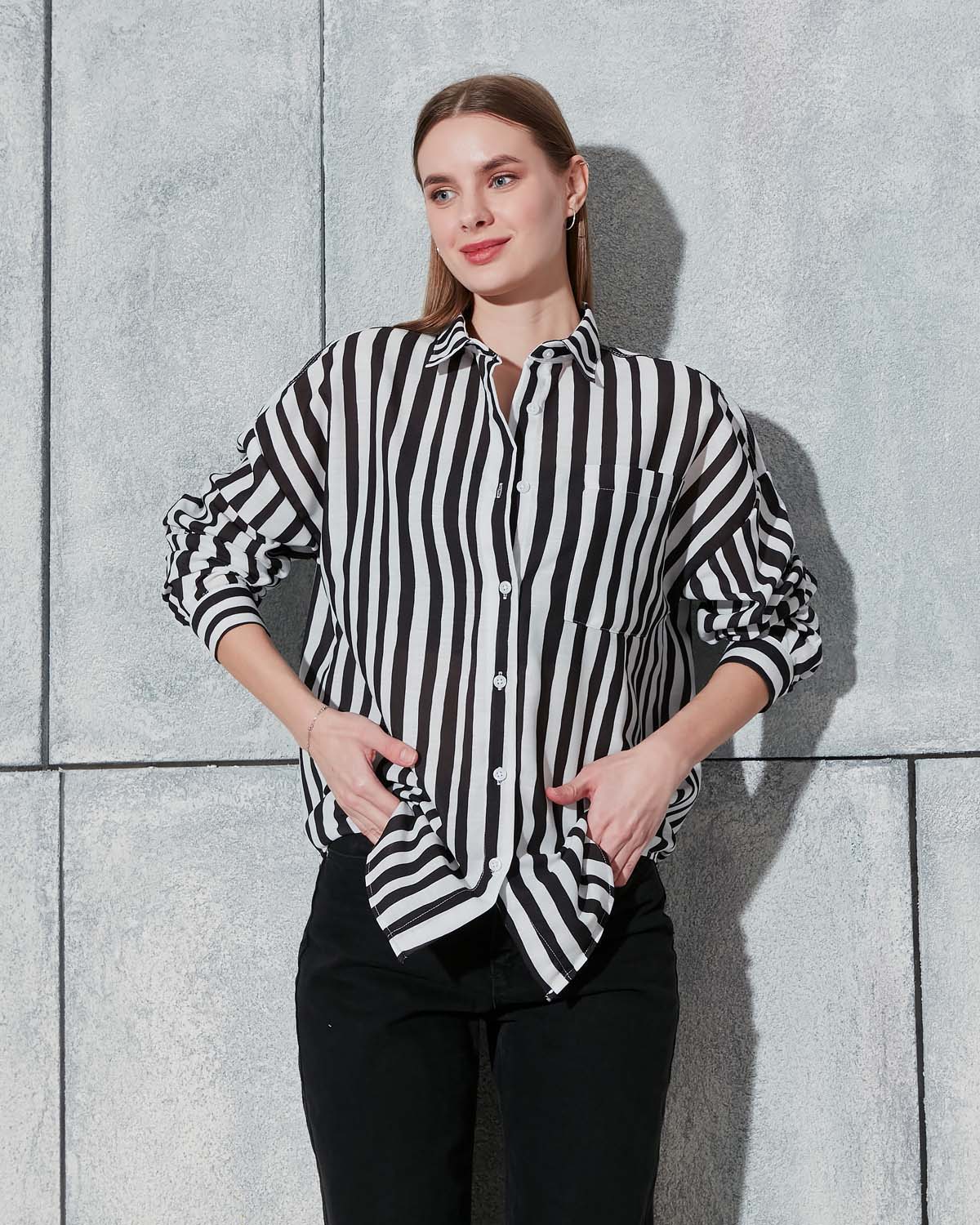 Çizgili Keten Gömlek