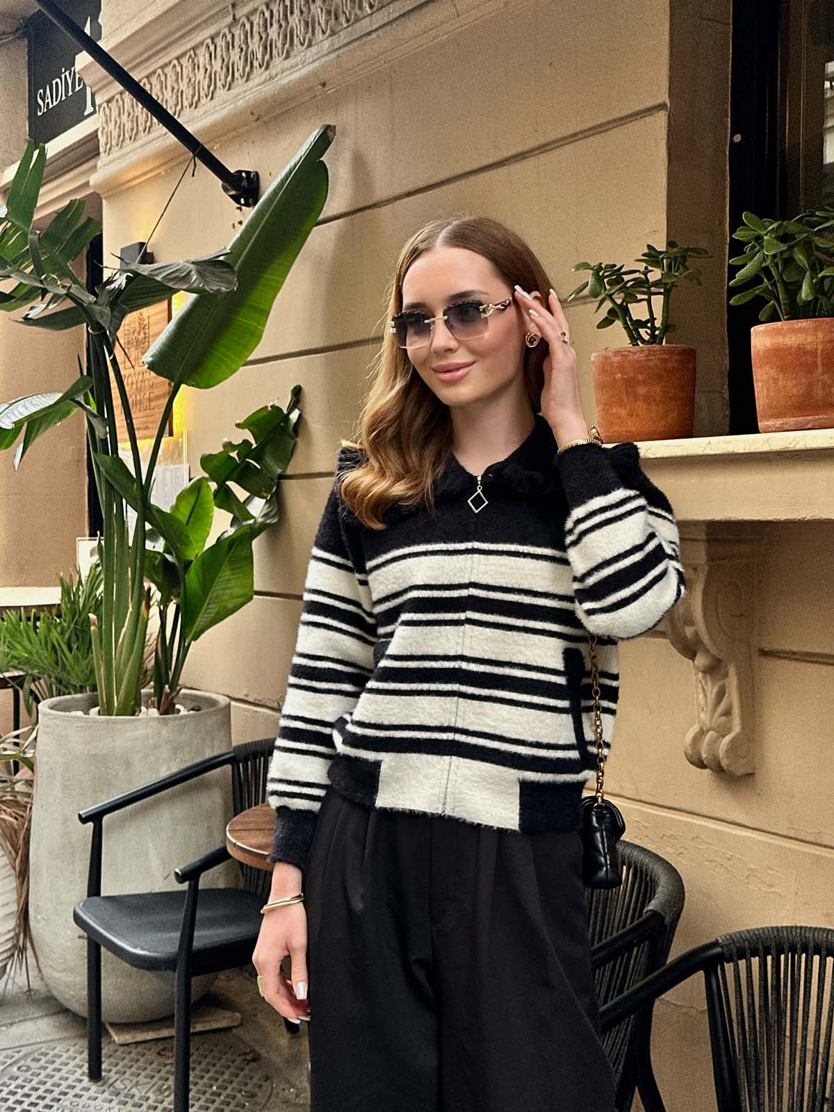 Angora Fermuarlı Bebe Yaka Hırka