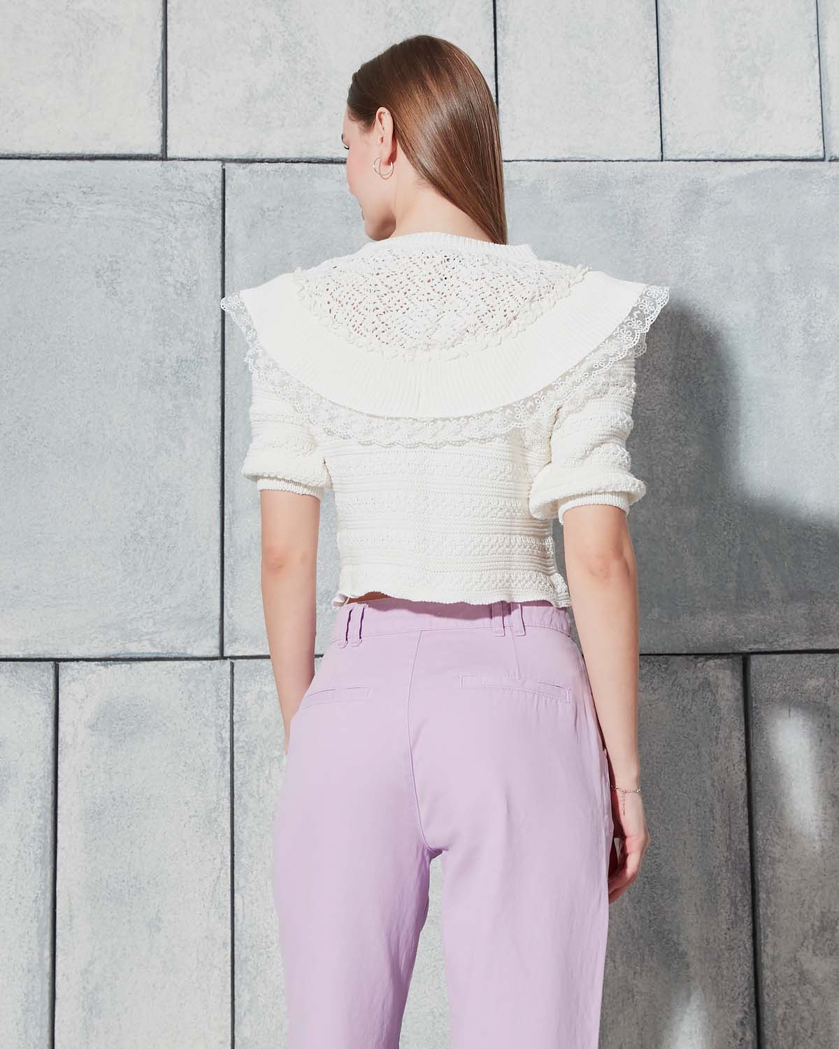 Pelerin Dantelli Ajurlu Kazak