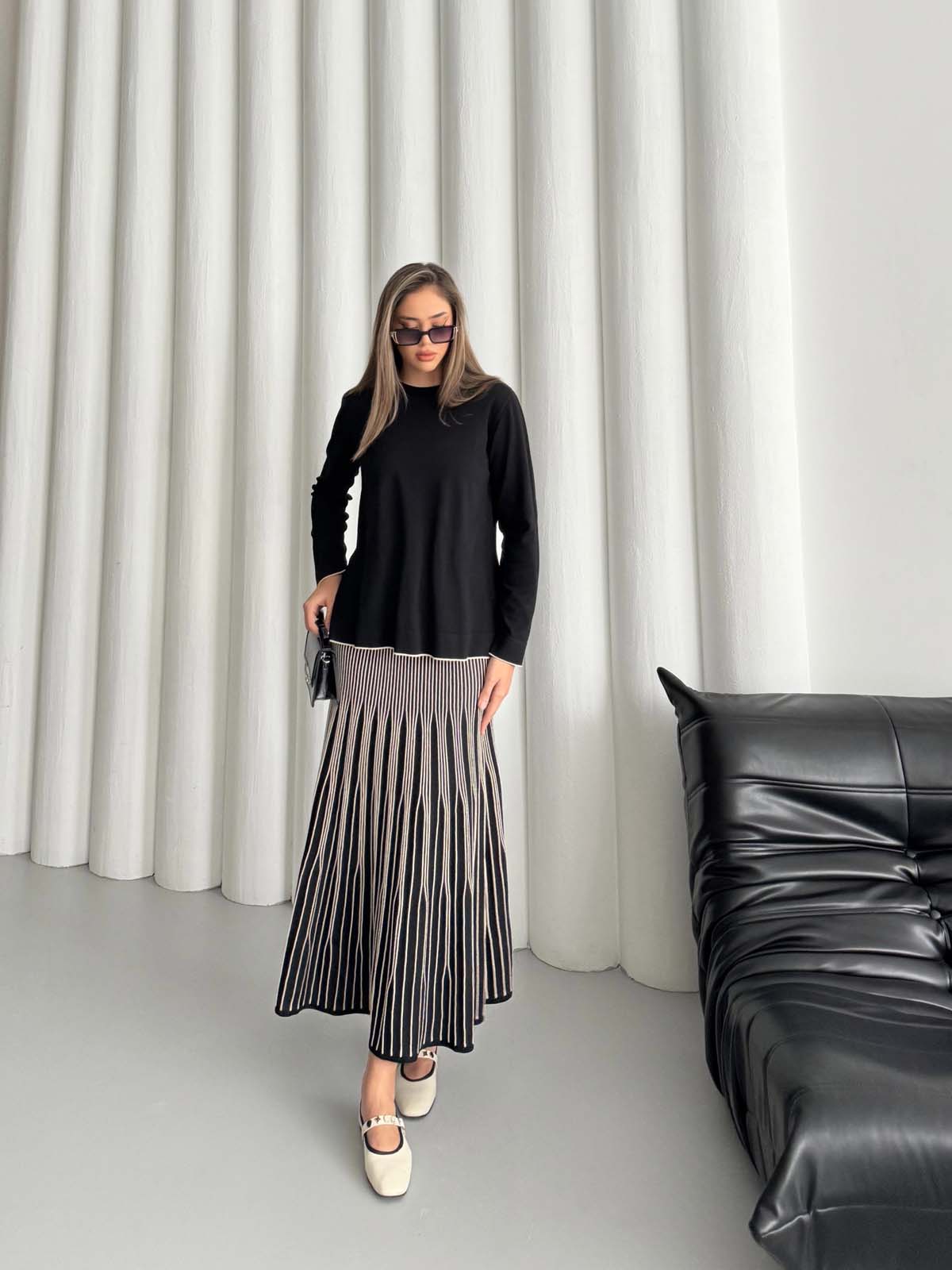 Rayon Bisiklet Yaka Tunik&Etekli Takım