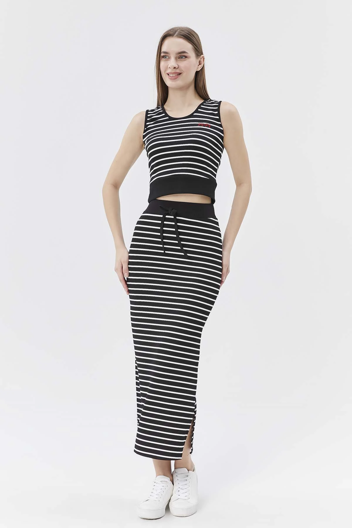 Çizgili  Örme Etek