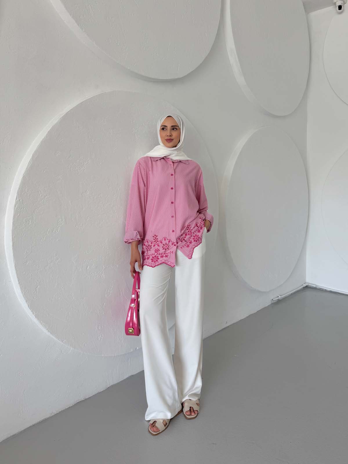 Çizgili Gofre  Gömlek