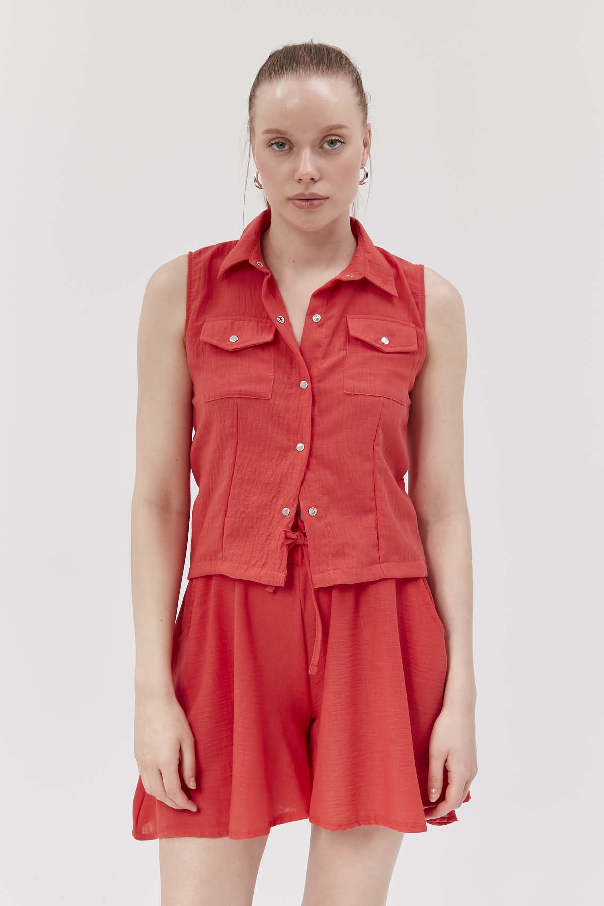 Çift Cepli Çıt Çıt Kapalmalı Sıfır Kol Yelek