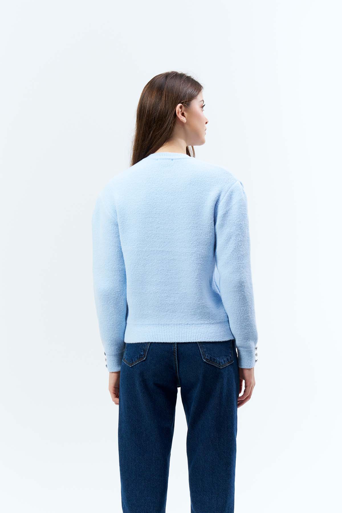 Angora Kolu Düğmeli Kazak