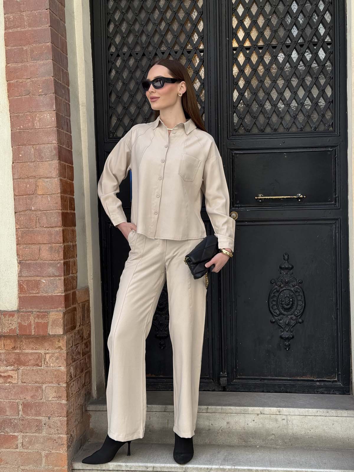 Tensel Düğmeli Gömlek