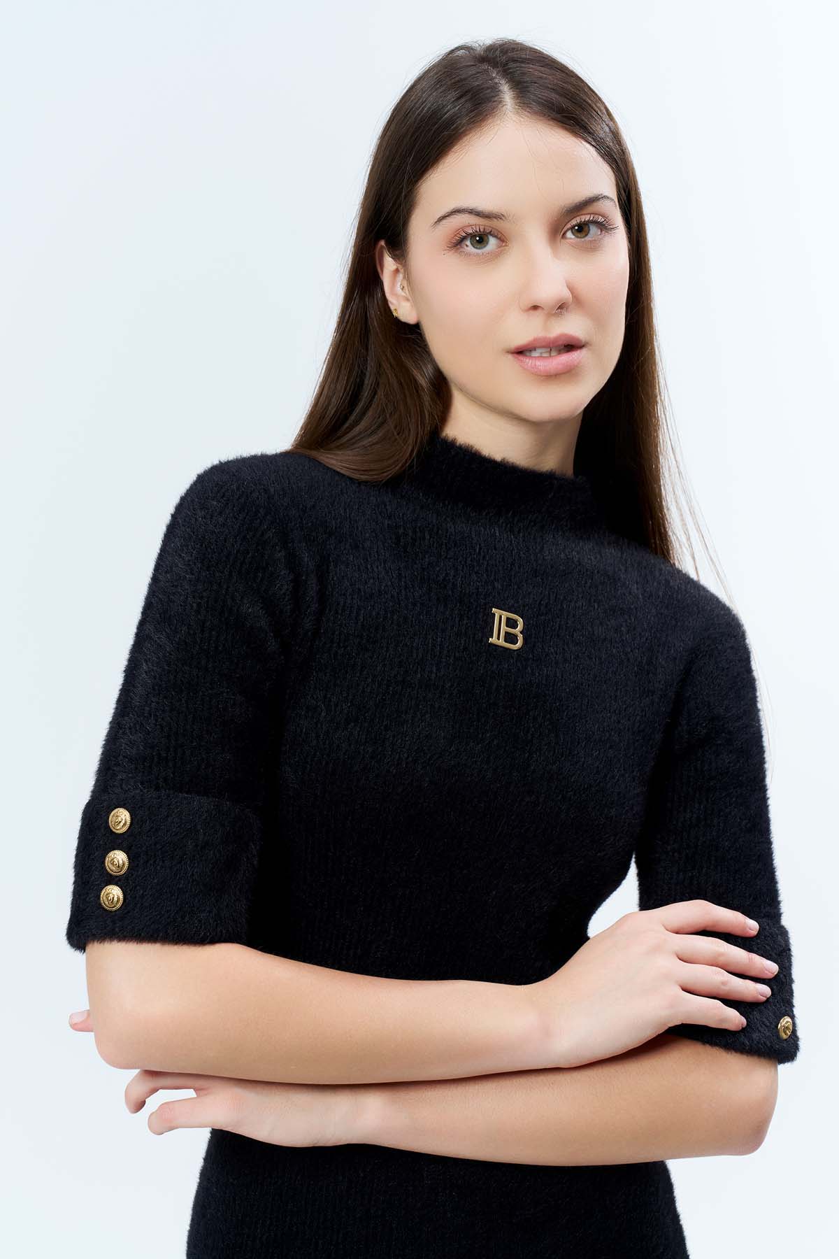 Angora Kısa Kollu Elbise