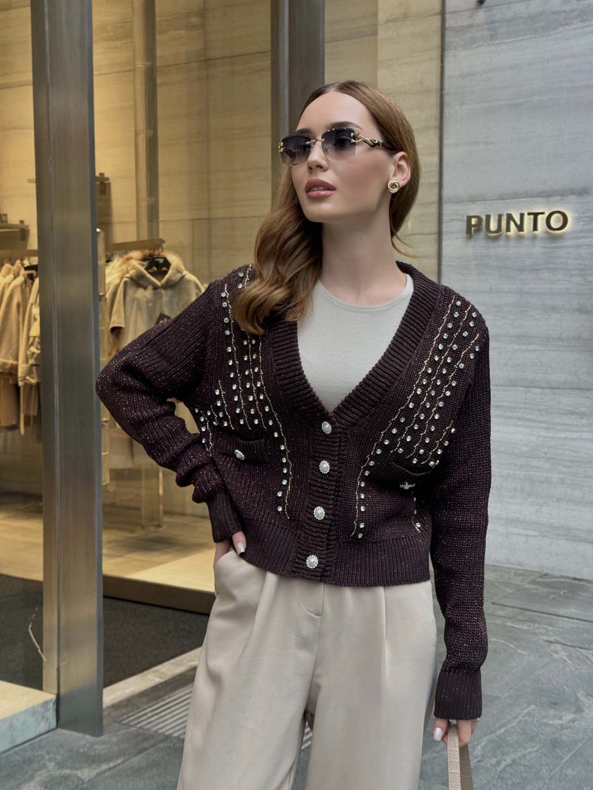 Kotonit Simli İncili Kısa Ceket