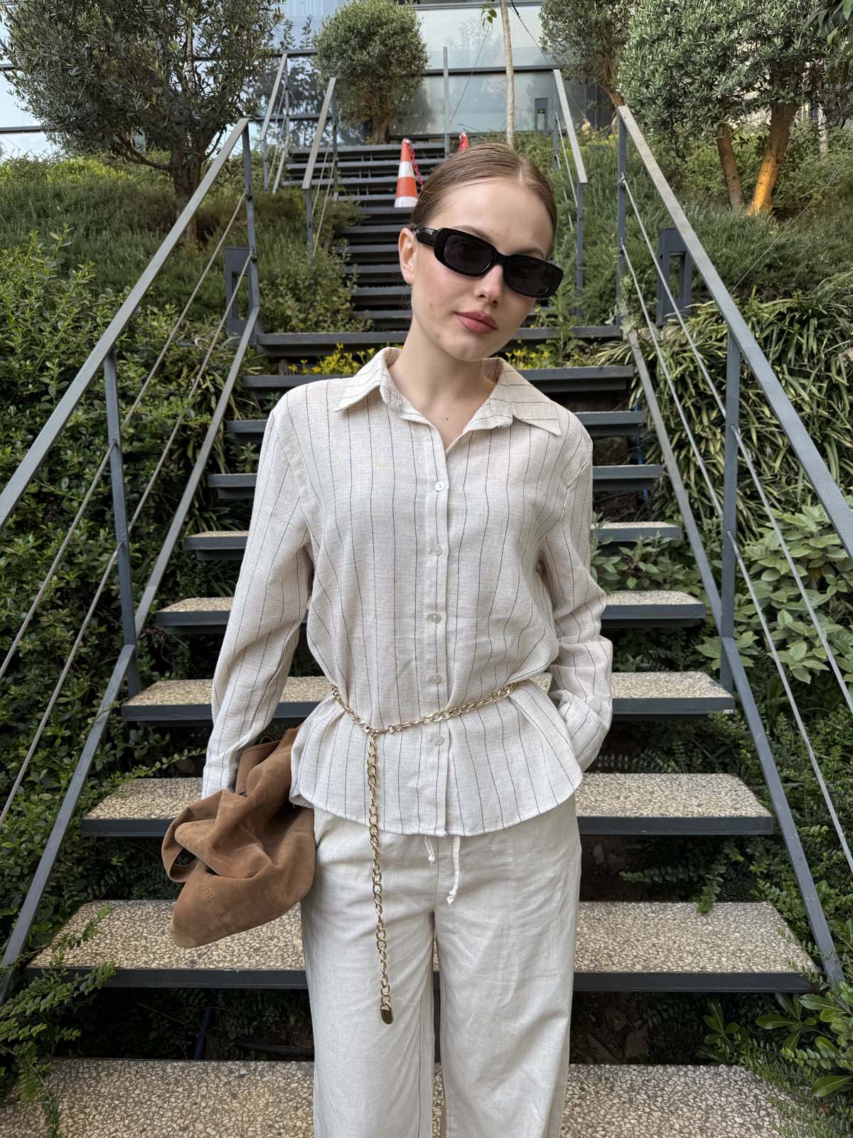 ÇİZGİLİ KETEN GÖMLEK