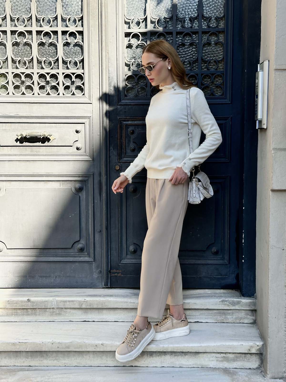 Angora&Viskon Yakası Düğmeli Badi