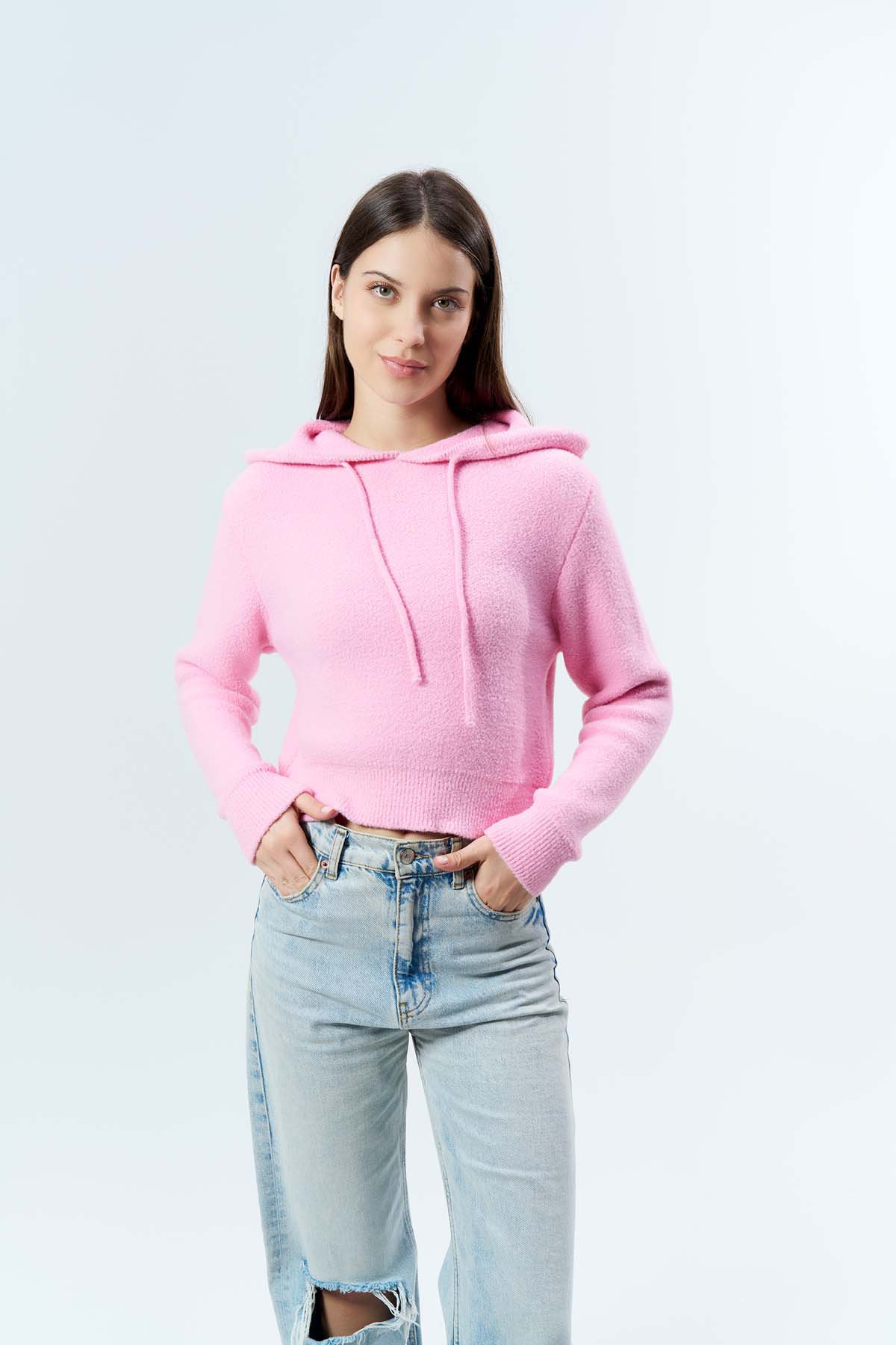 Angora Kapüşonlu Kazak