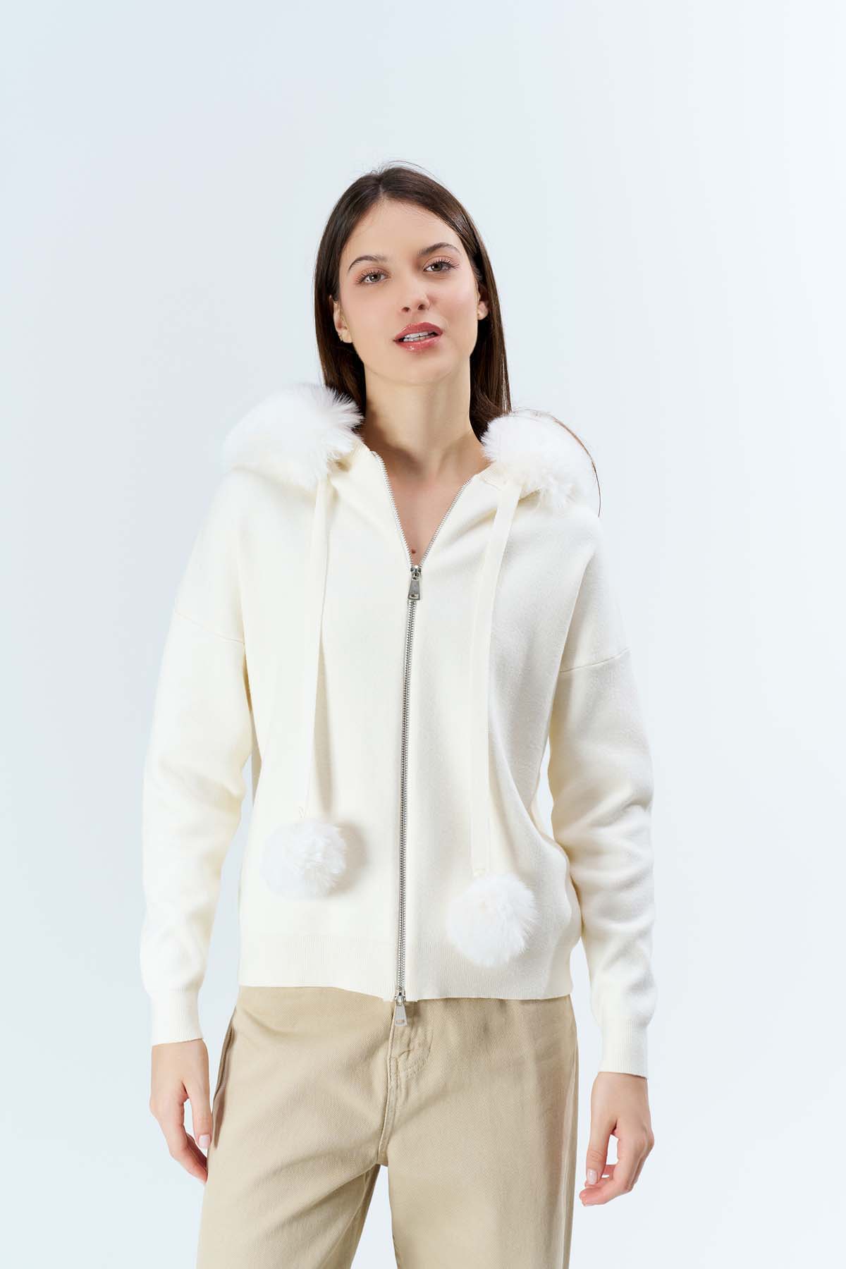 Korsman Kürklü Fermuarlı Kazak