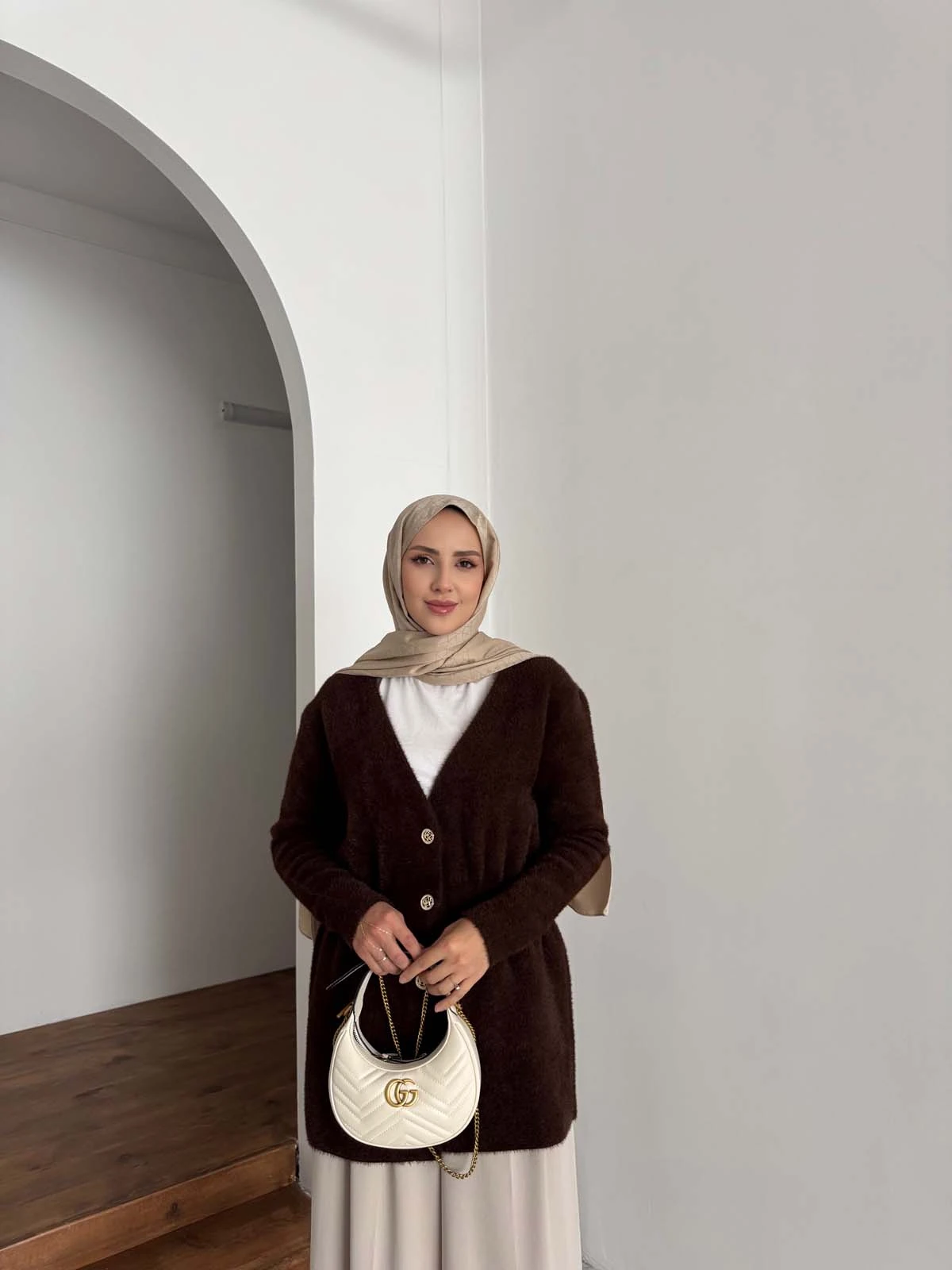 Angora V Yaka Uzun Ceket