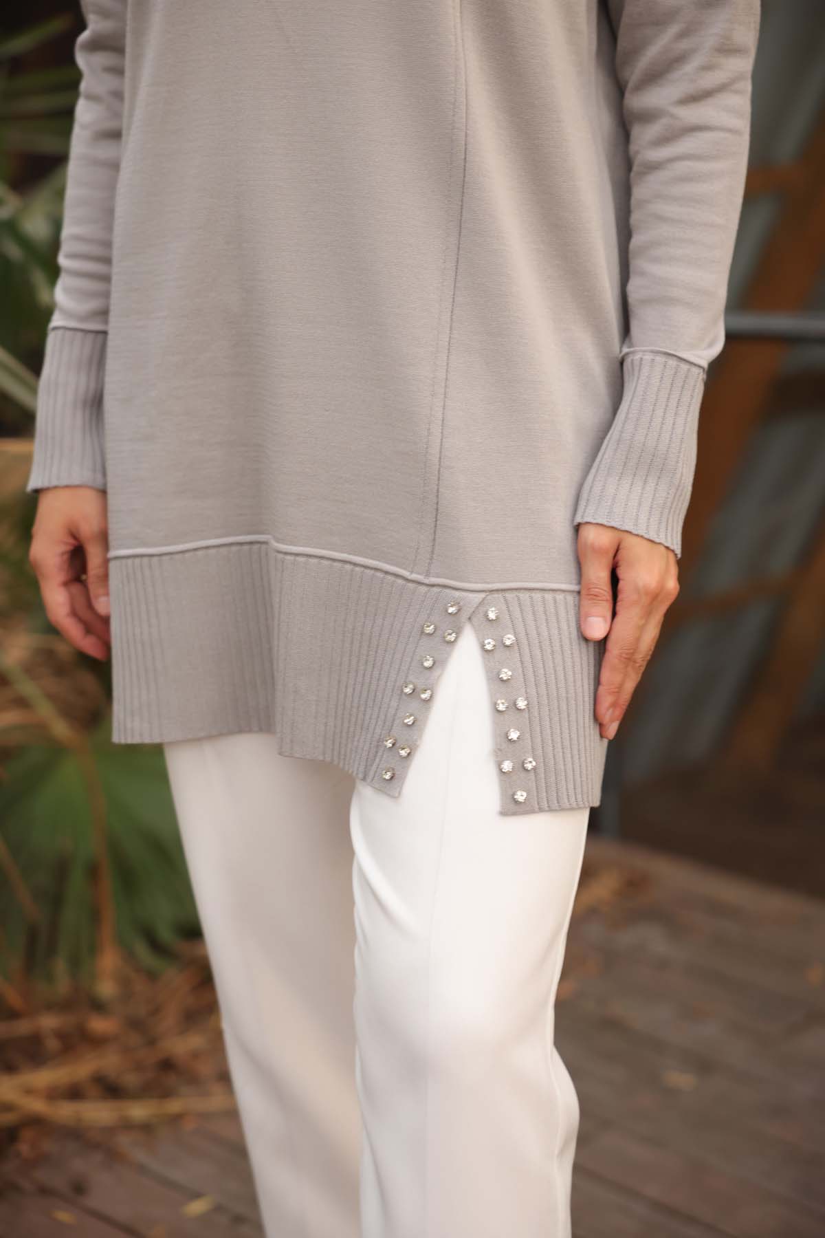 Merserize İncili Taşlı Tunik