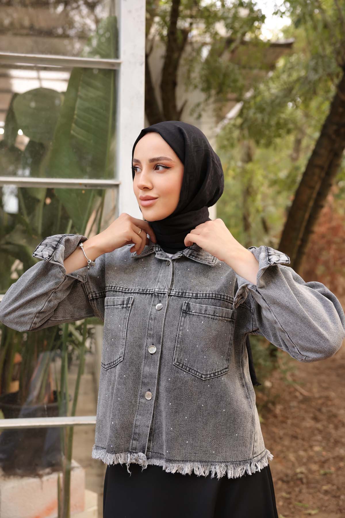 Kot Yıldız Taşlı Kısa Hırka