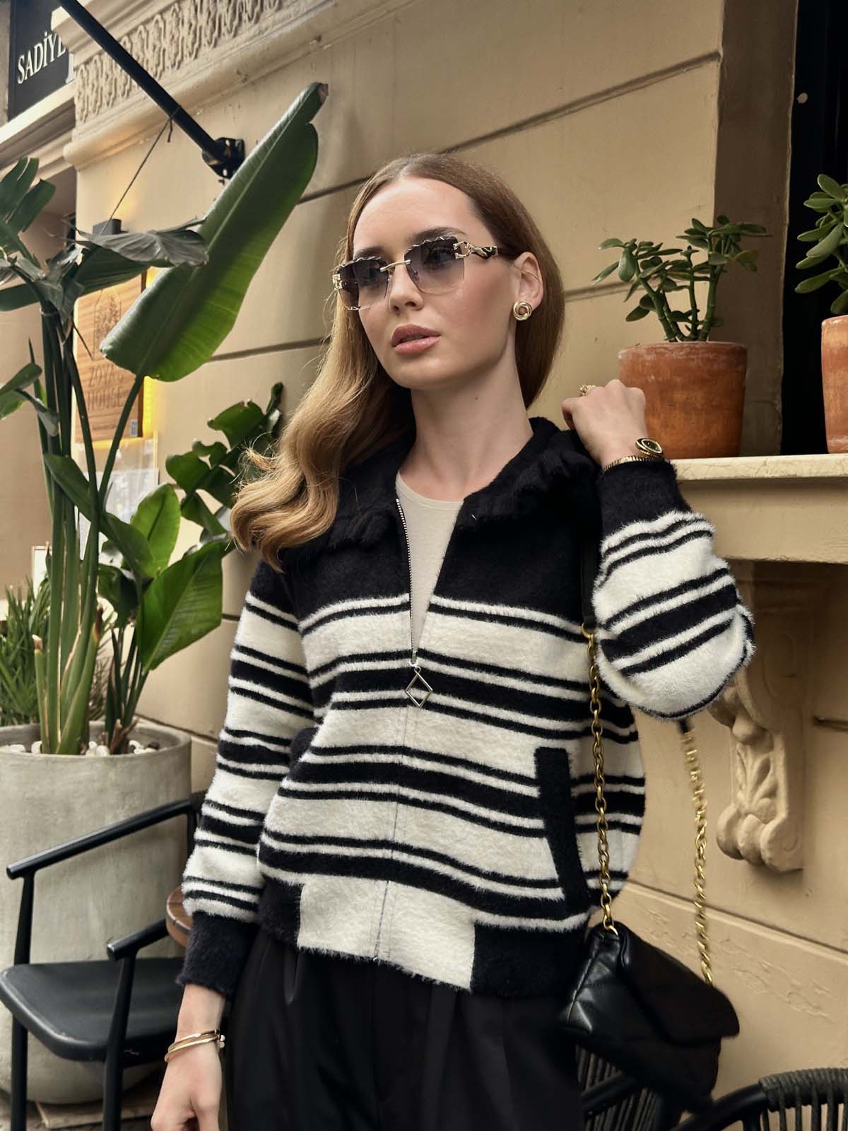 Angora Fermuarlı Bebe Yaka Hırka