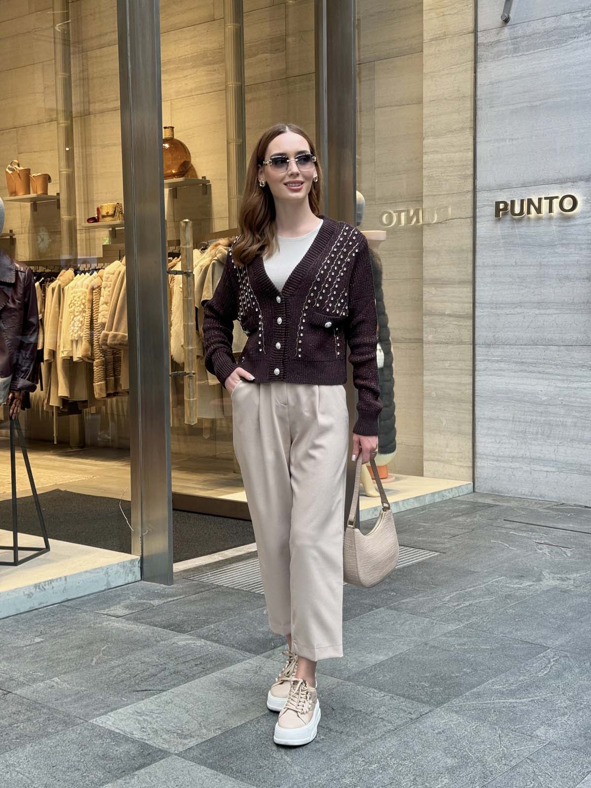 Kotonit Simli İncili Kısa Ceket