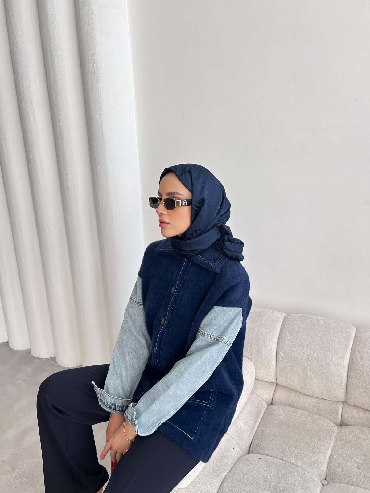 Angora Kotkollu Düğmeli Uzun Hırka