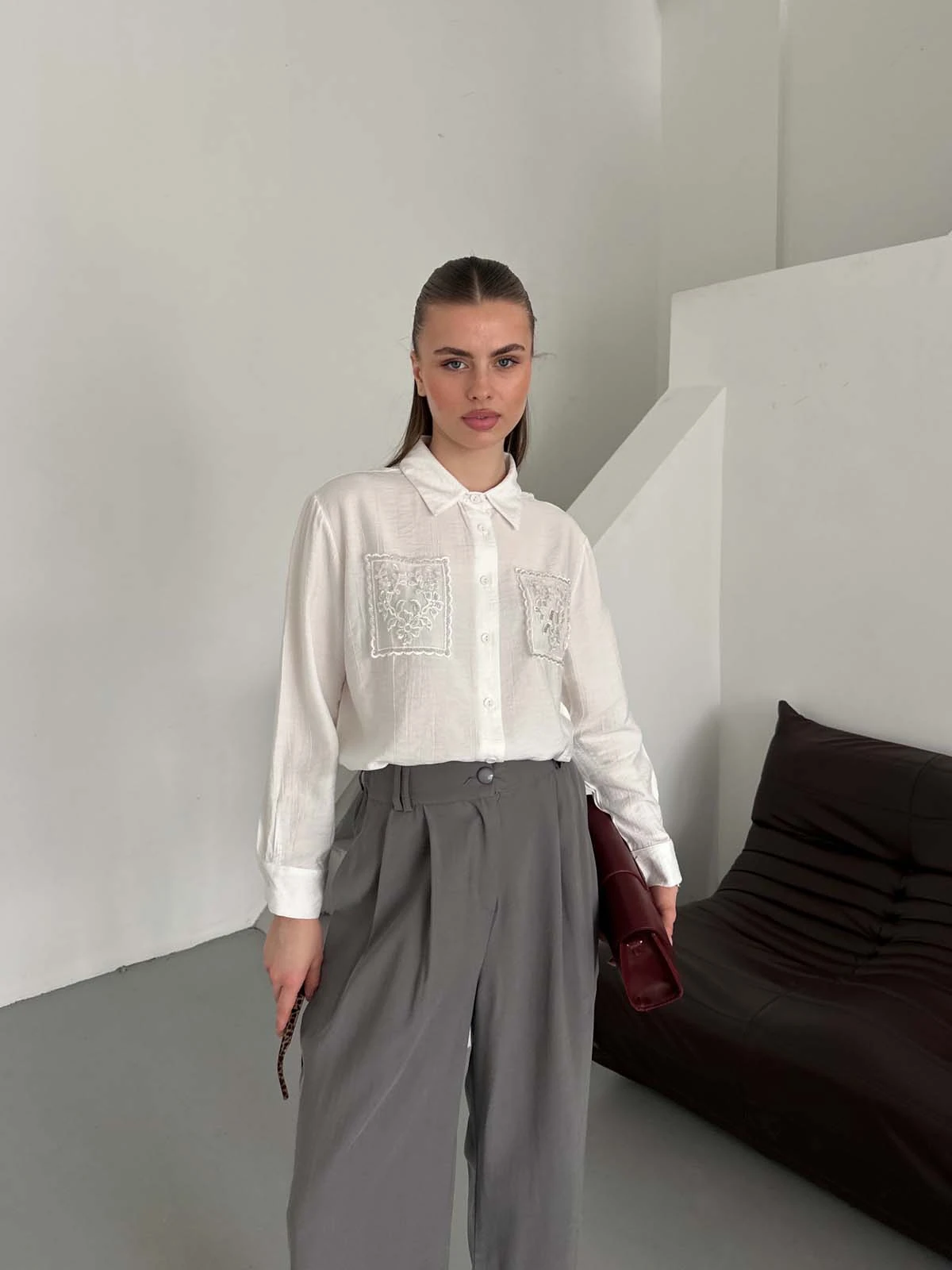 Pileli Cepli  Fermuarlı  Pantolon