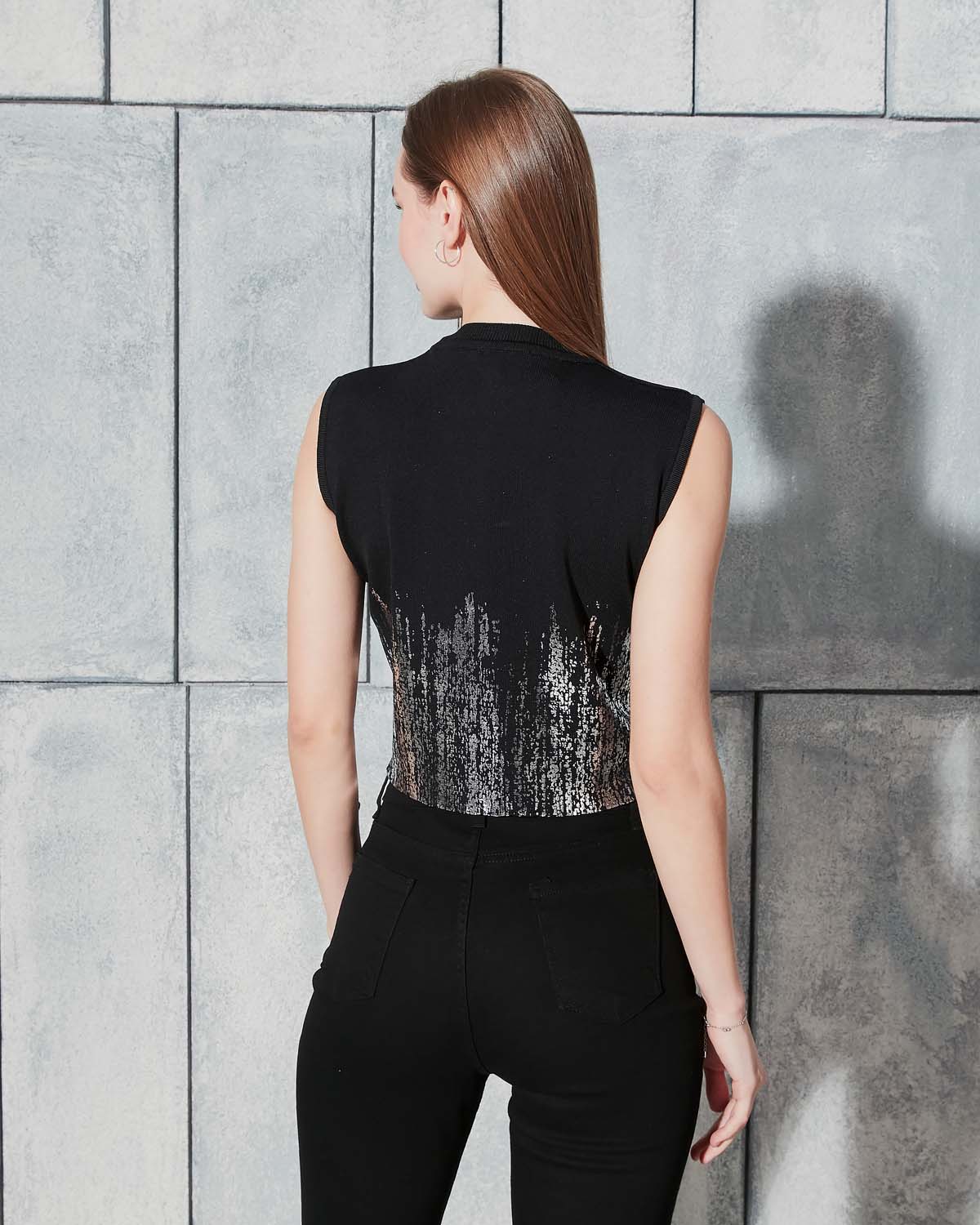 Baskılı Crop Süveter Atlet Bluz