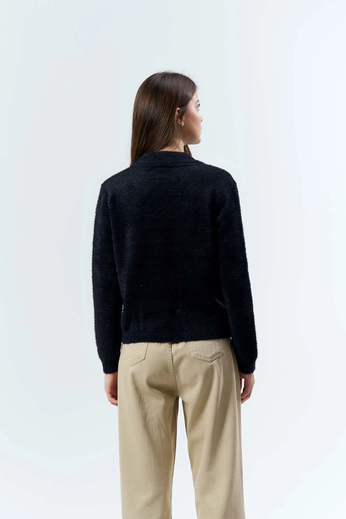 Angora Fermuarlı Gömlek Yaka Hırka