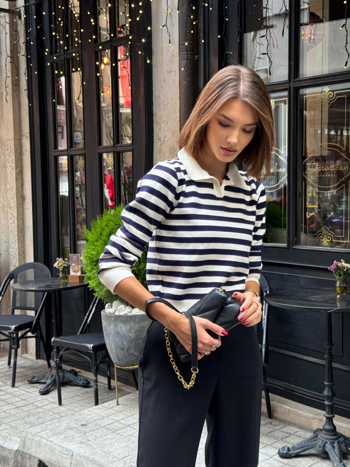 Korspan Çizgili Gömlek Yaka Badi