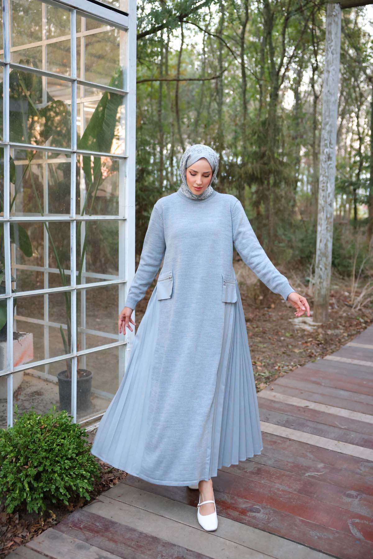 Cepli Kenari Piliseli Elbise