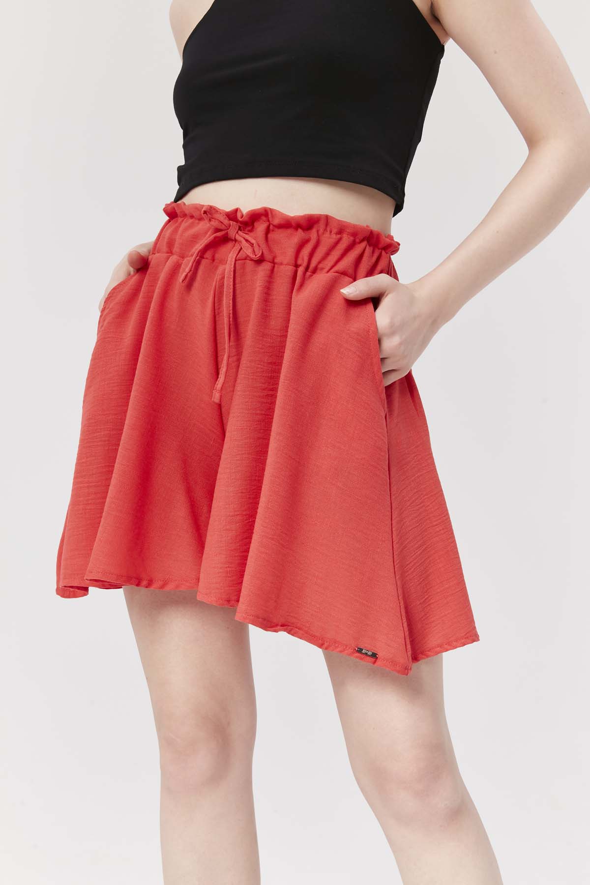 Beli Bağcıklı Lastikli Kısa Şort