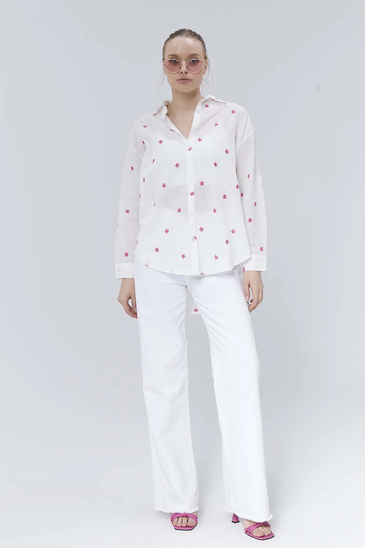 Çiçek  Desenli  Uzun  Kollu  Gömlek