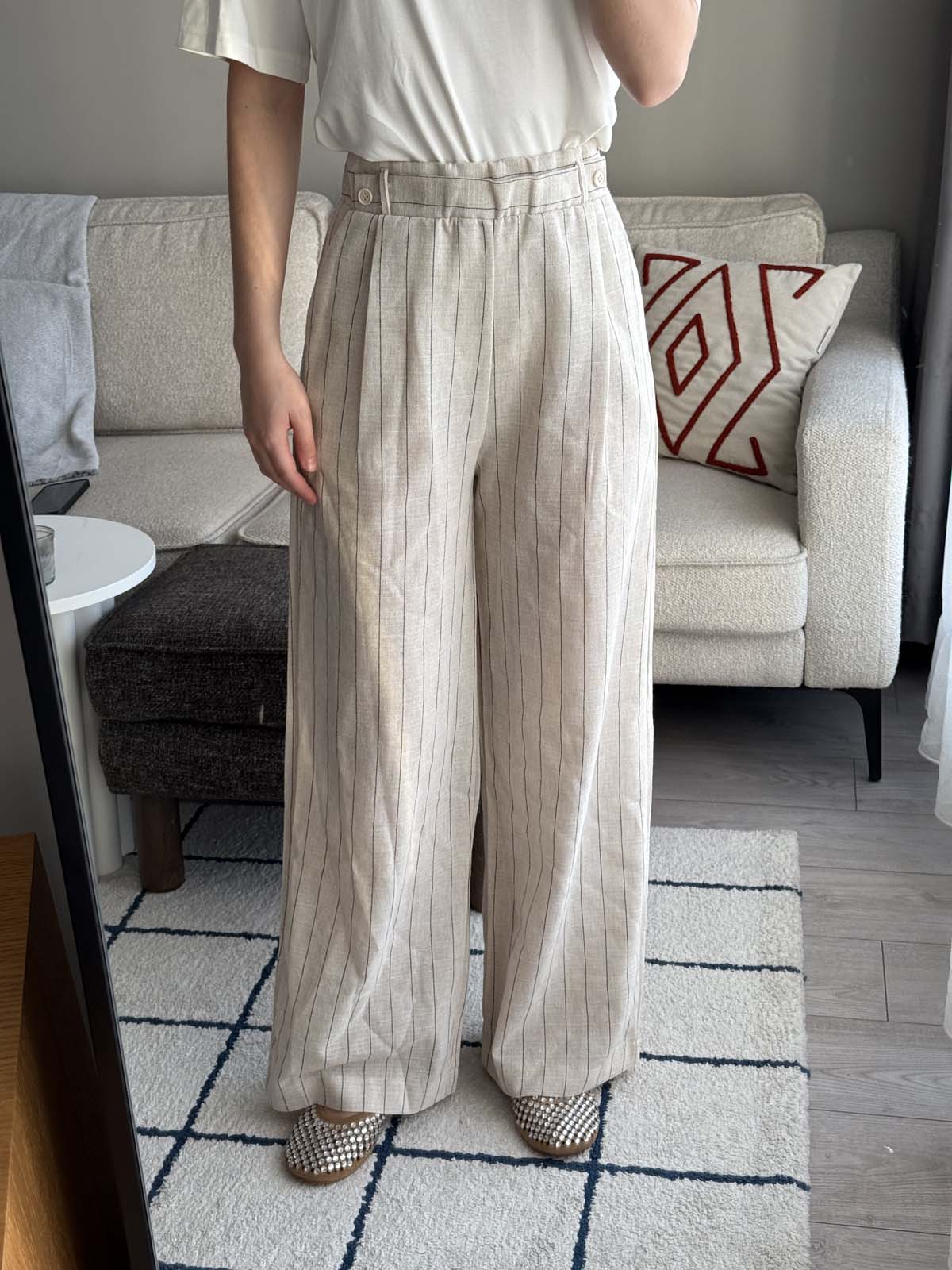 ÇİZGİLİ KETEN PANTOLON