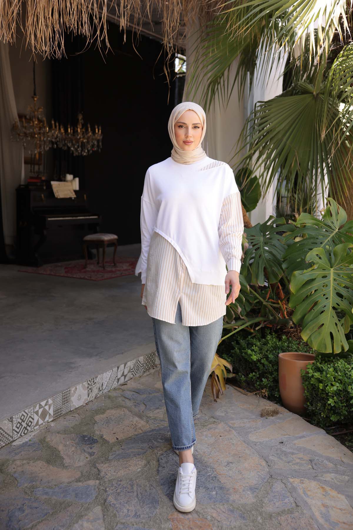 Merserize Kumaş Detaylı Tunik