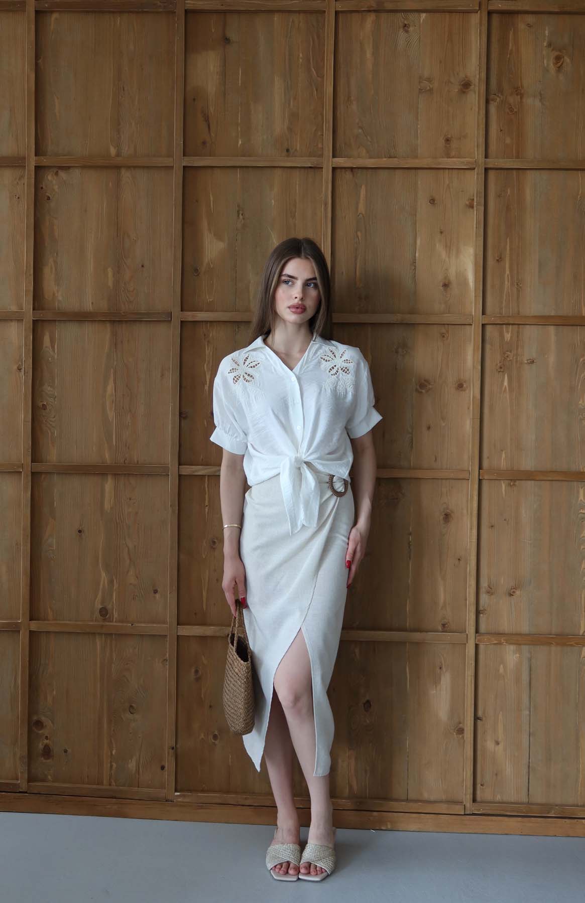 YANI TOKALI YIRTMAÇLI ETEK