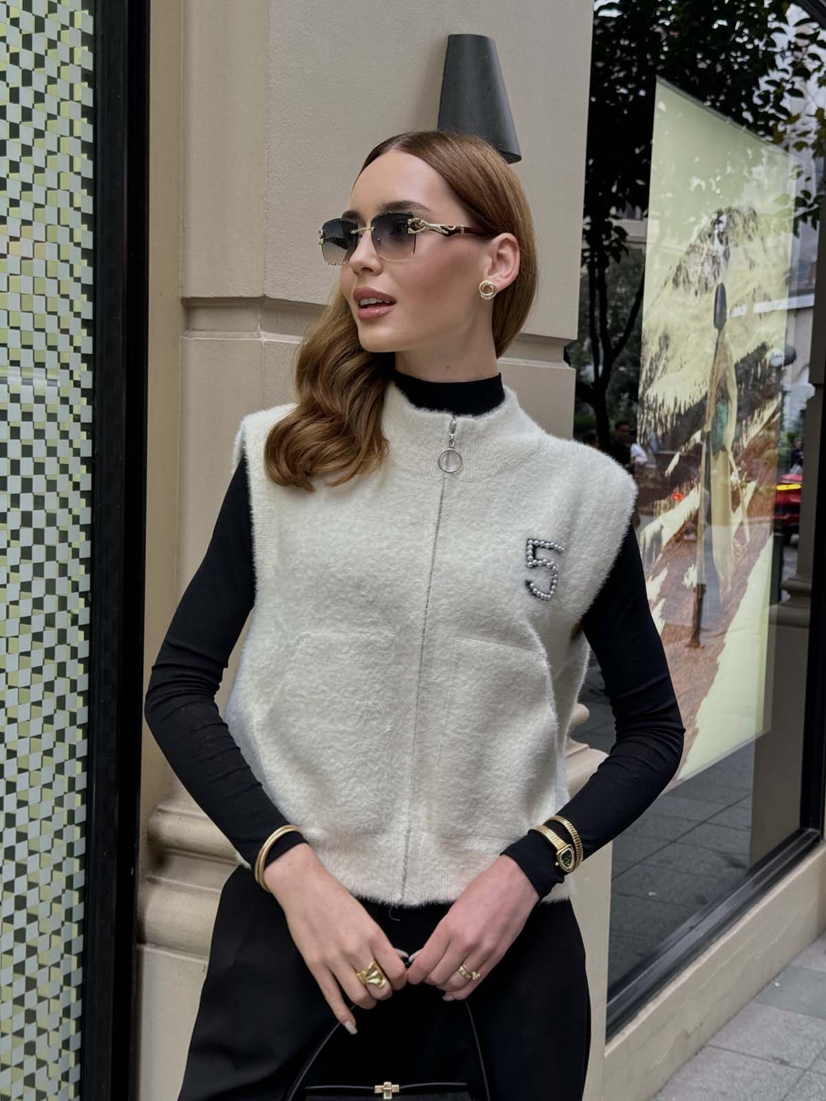 Angora Fermuarlı Yelek