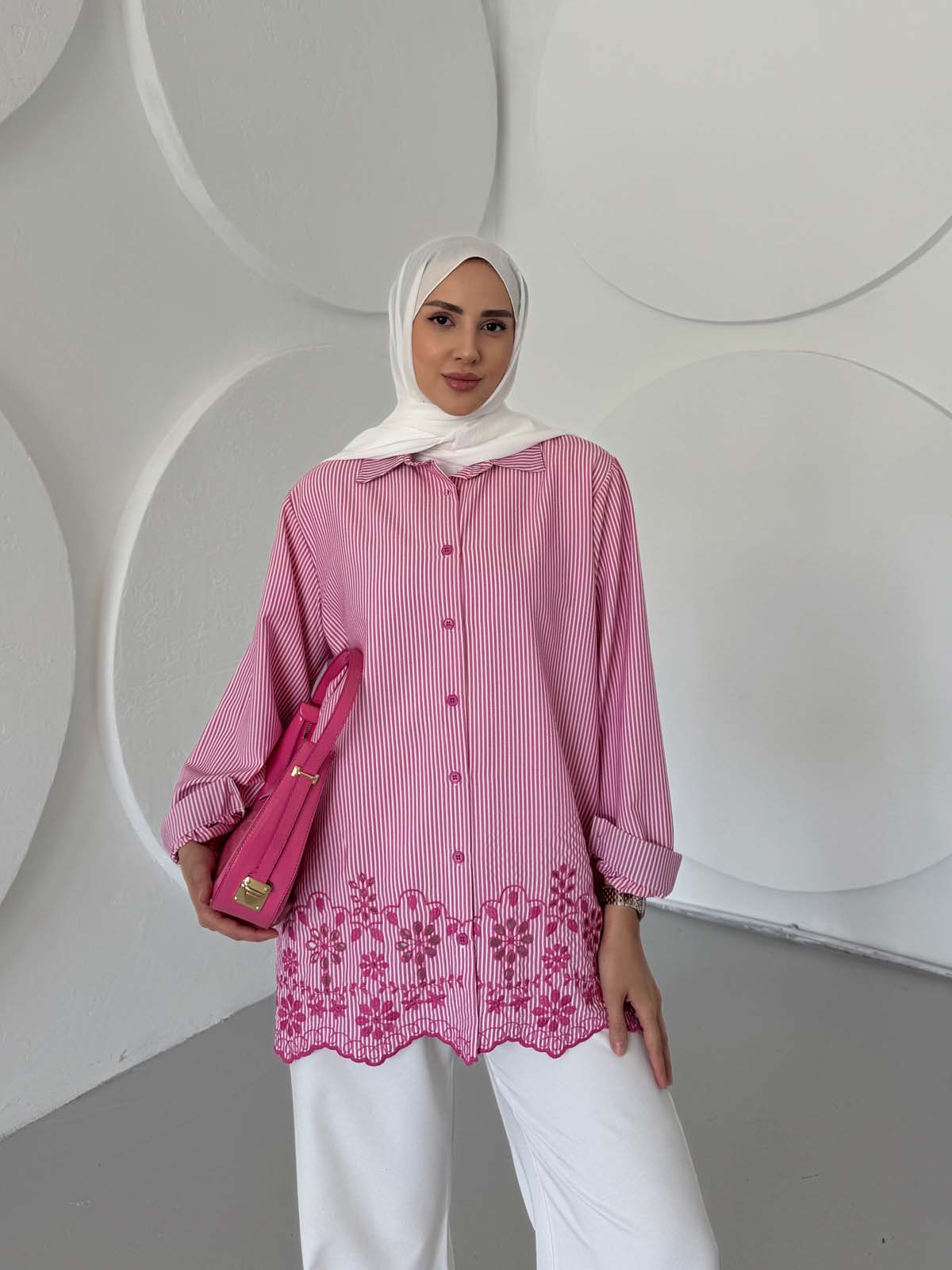 Çizgili Gofre  Gömlek