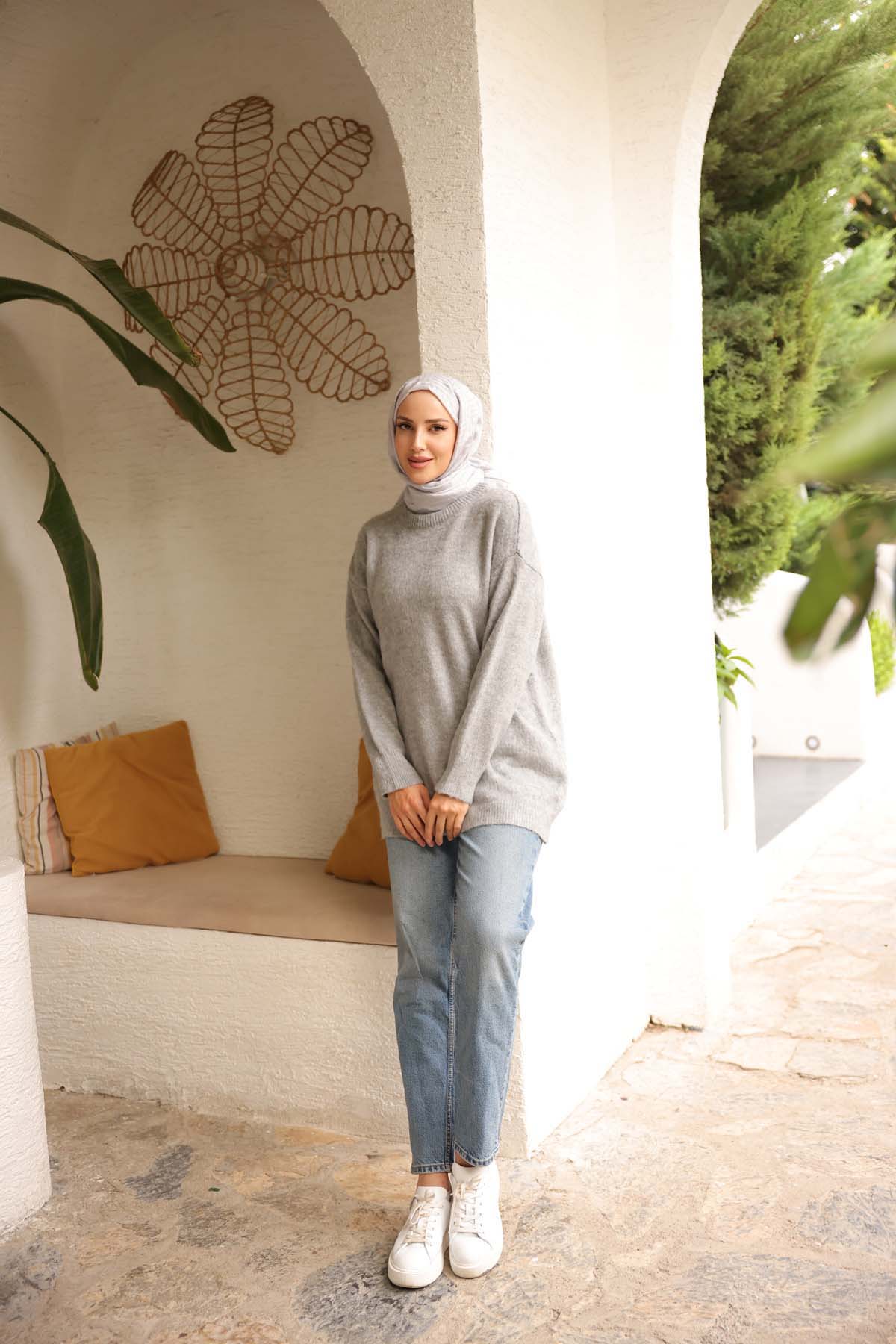 Şardonlu Düz Bisiklet Yaka Tunik