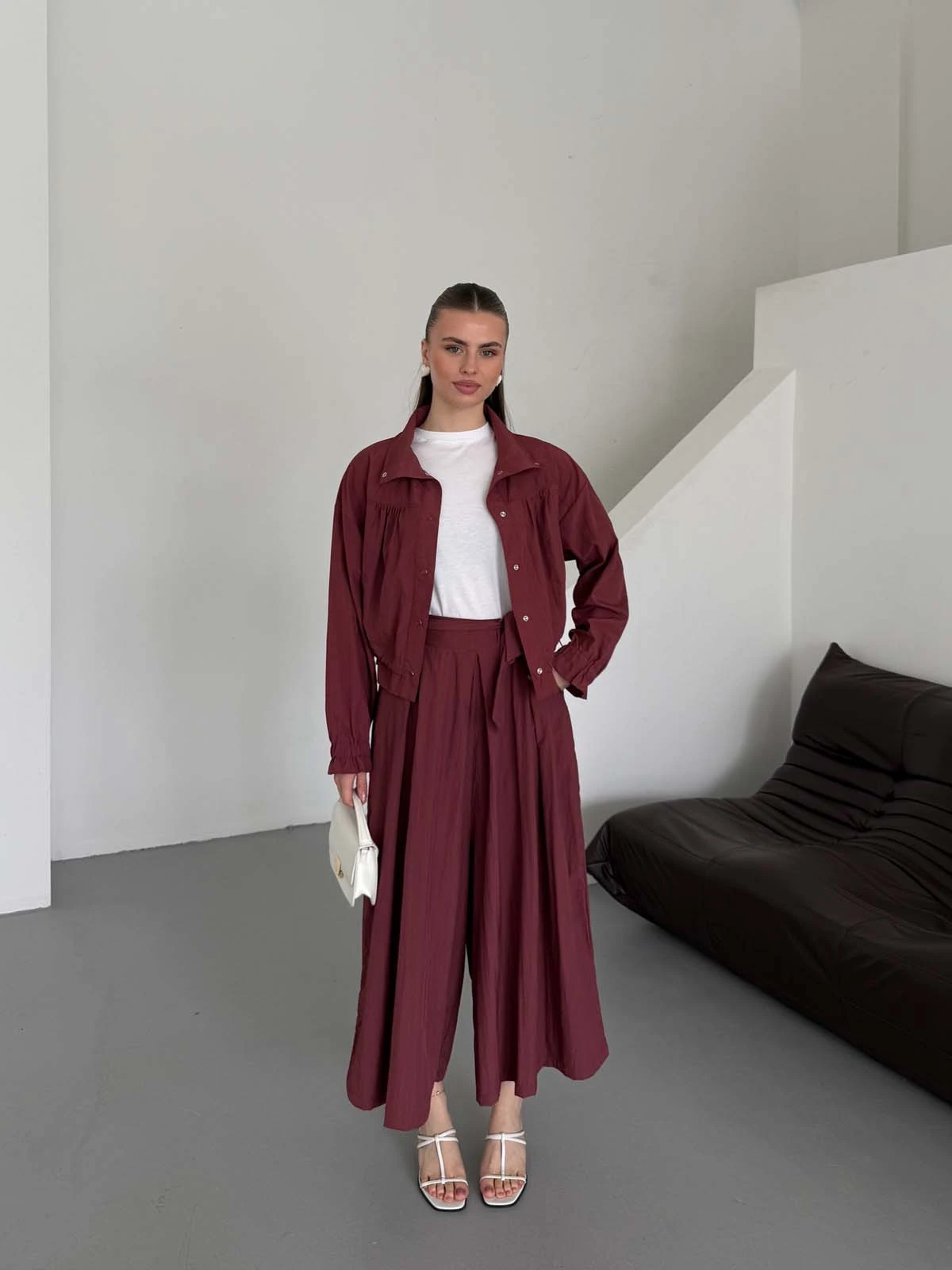 Çıtçıtlı  Büzgülü Kısa Mont