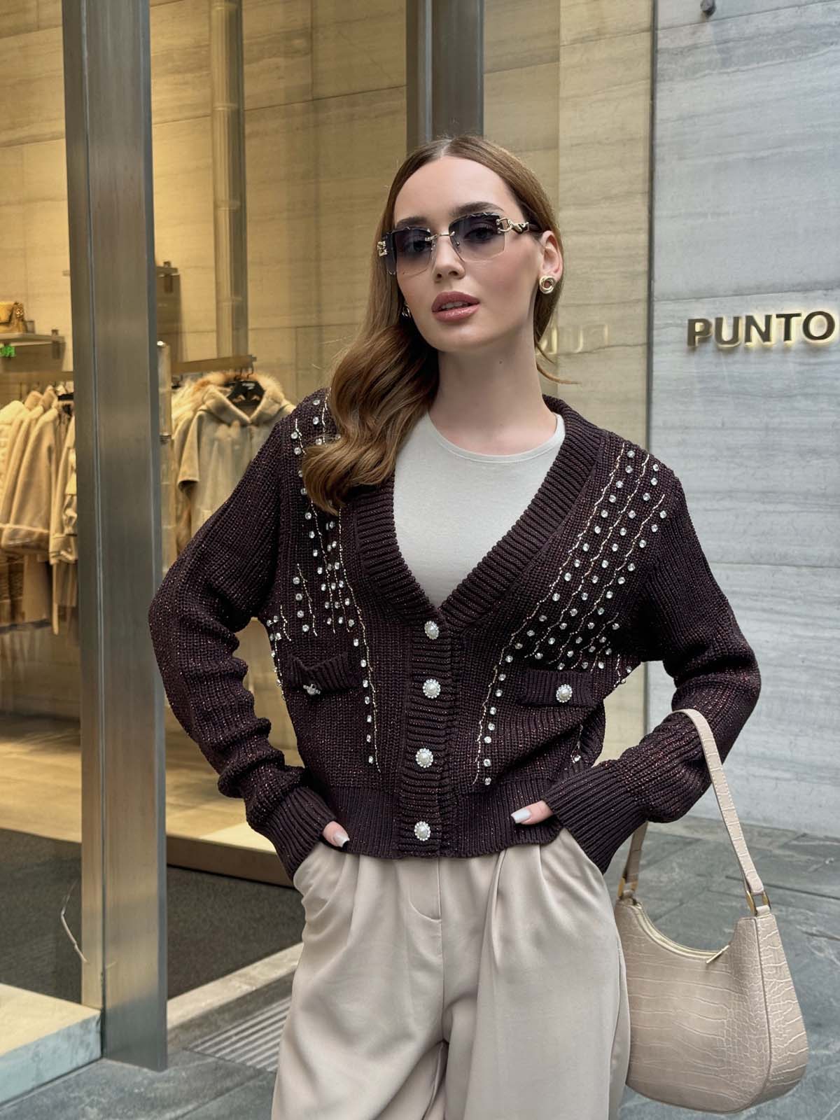 Kotonit Simli İncili Kısa Ceket