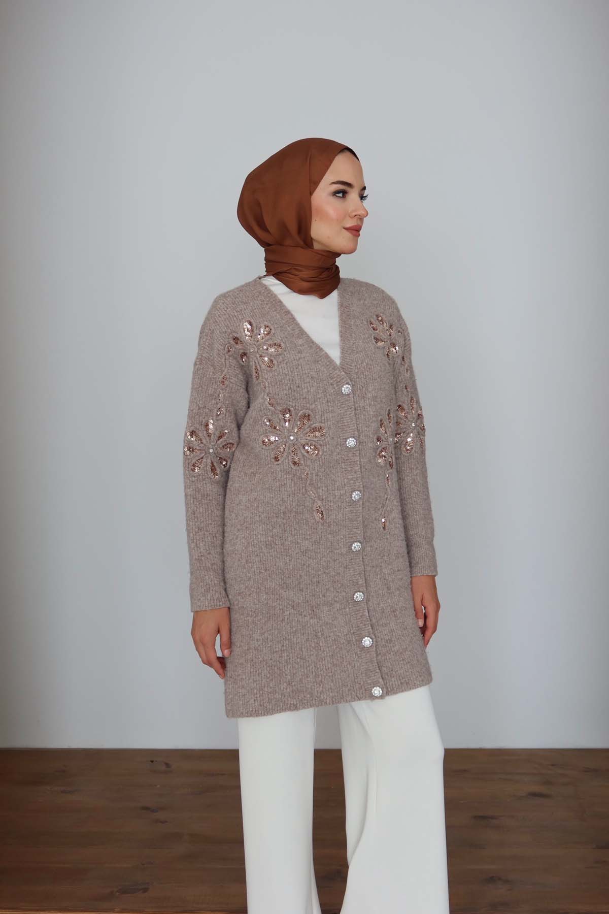 Oslo Pul Nakışlı Uzun Ceket