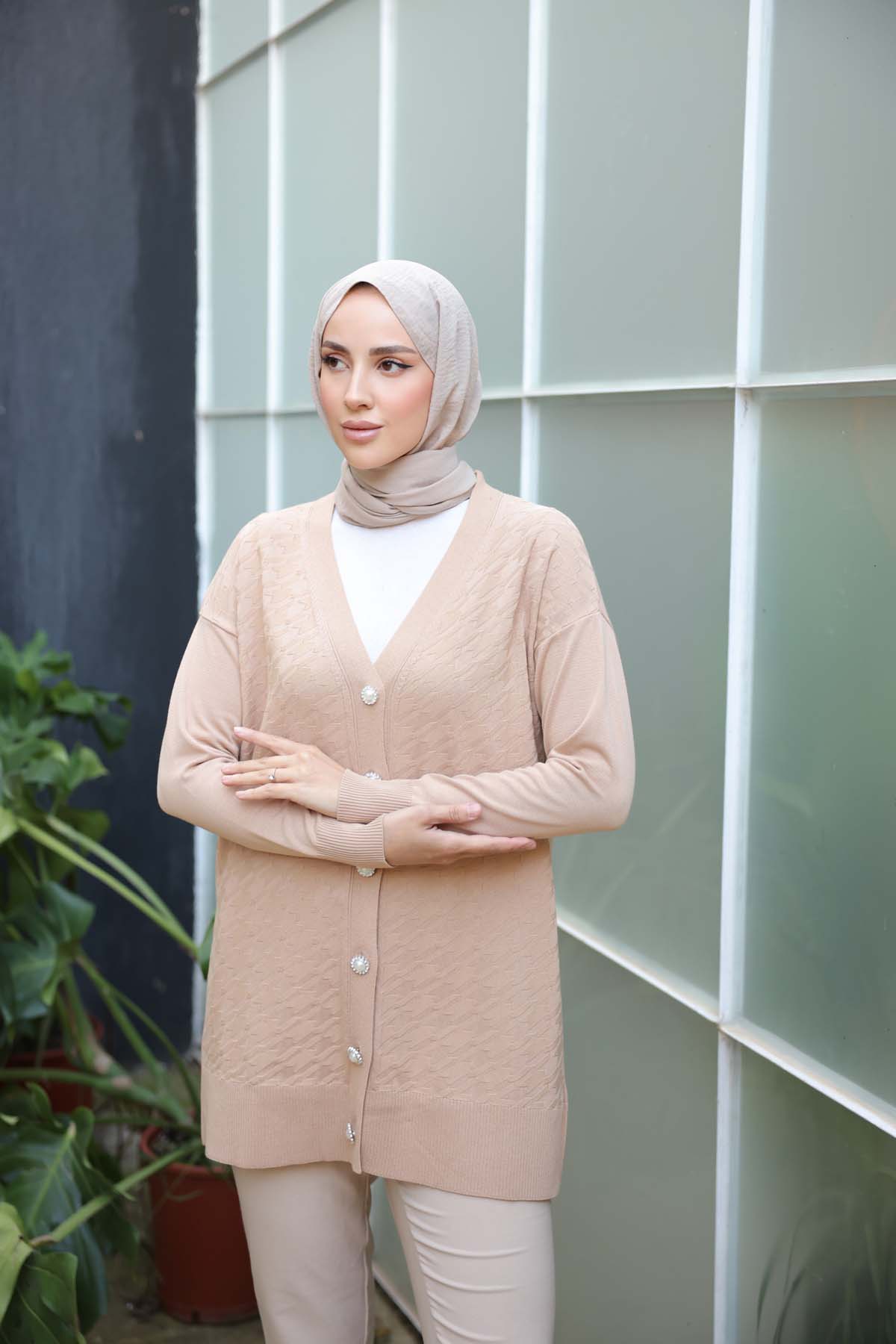 Merserize KazAyağı Desenli Ceket