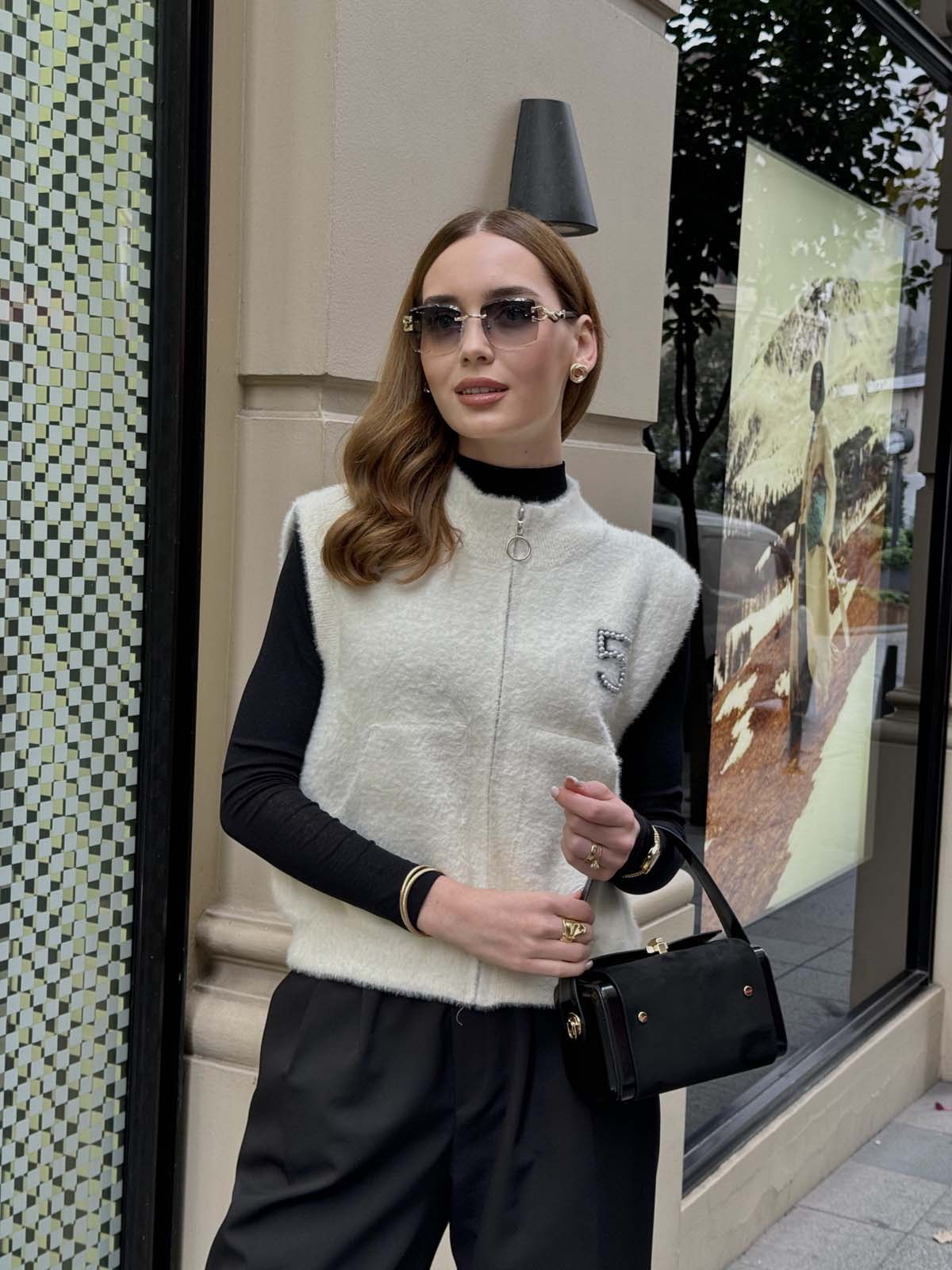 Angora Fermuarlı Yelek