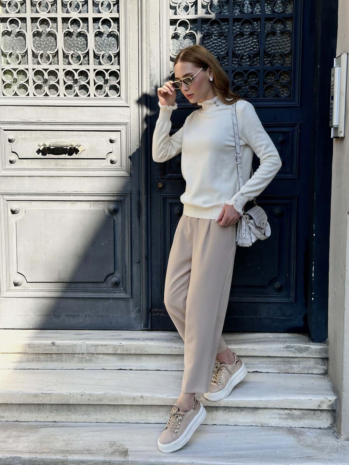 Angora&Viskon Yakası Düğmeli Badi