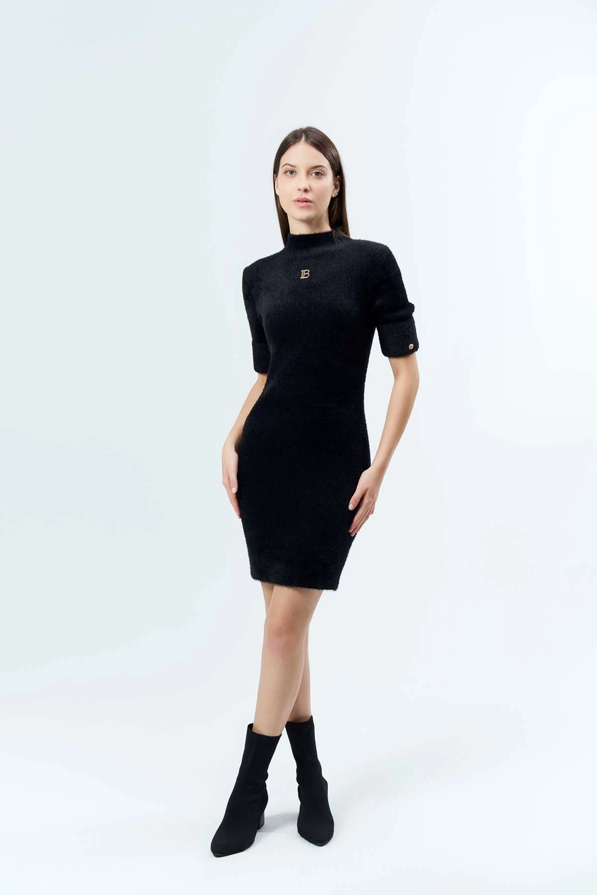 Angora Kısa Kollu Elbise