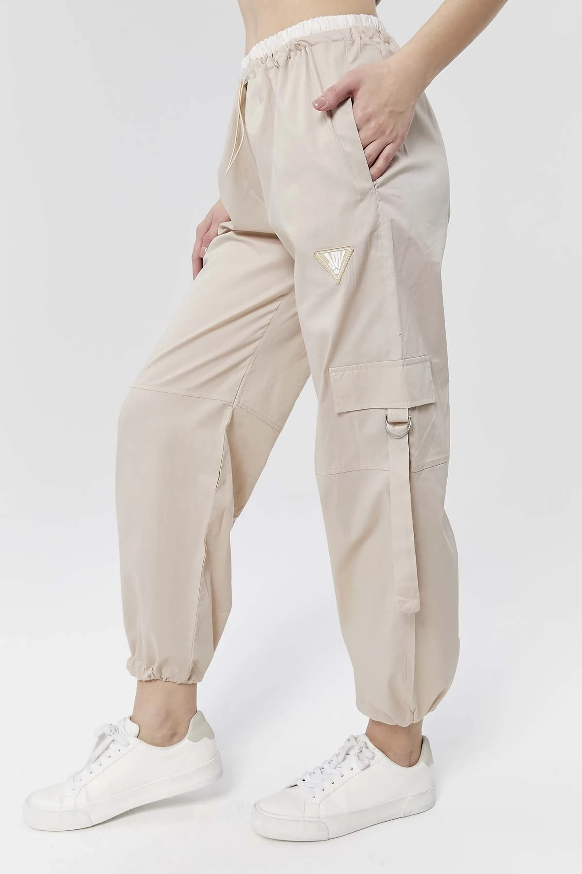 Beli Bağcıklı Lastikli Cepli Poplin Pantolon