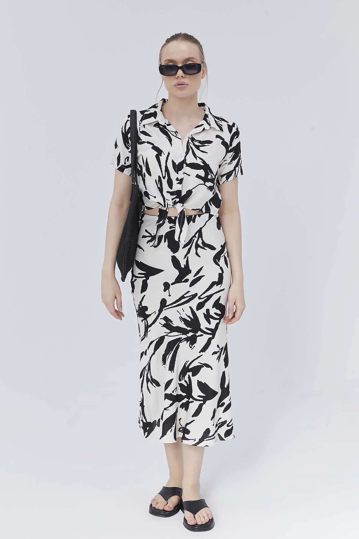 Viskon  Baskılı  Etek