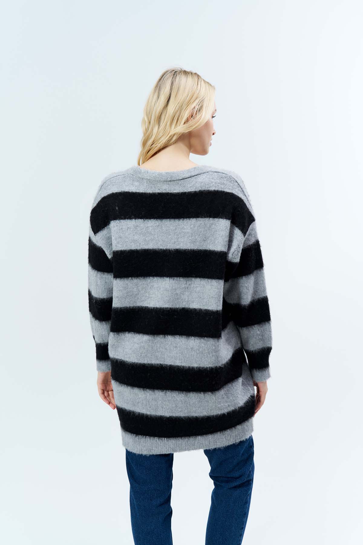 Şardonlu Çizgili Düğmeli Ceket