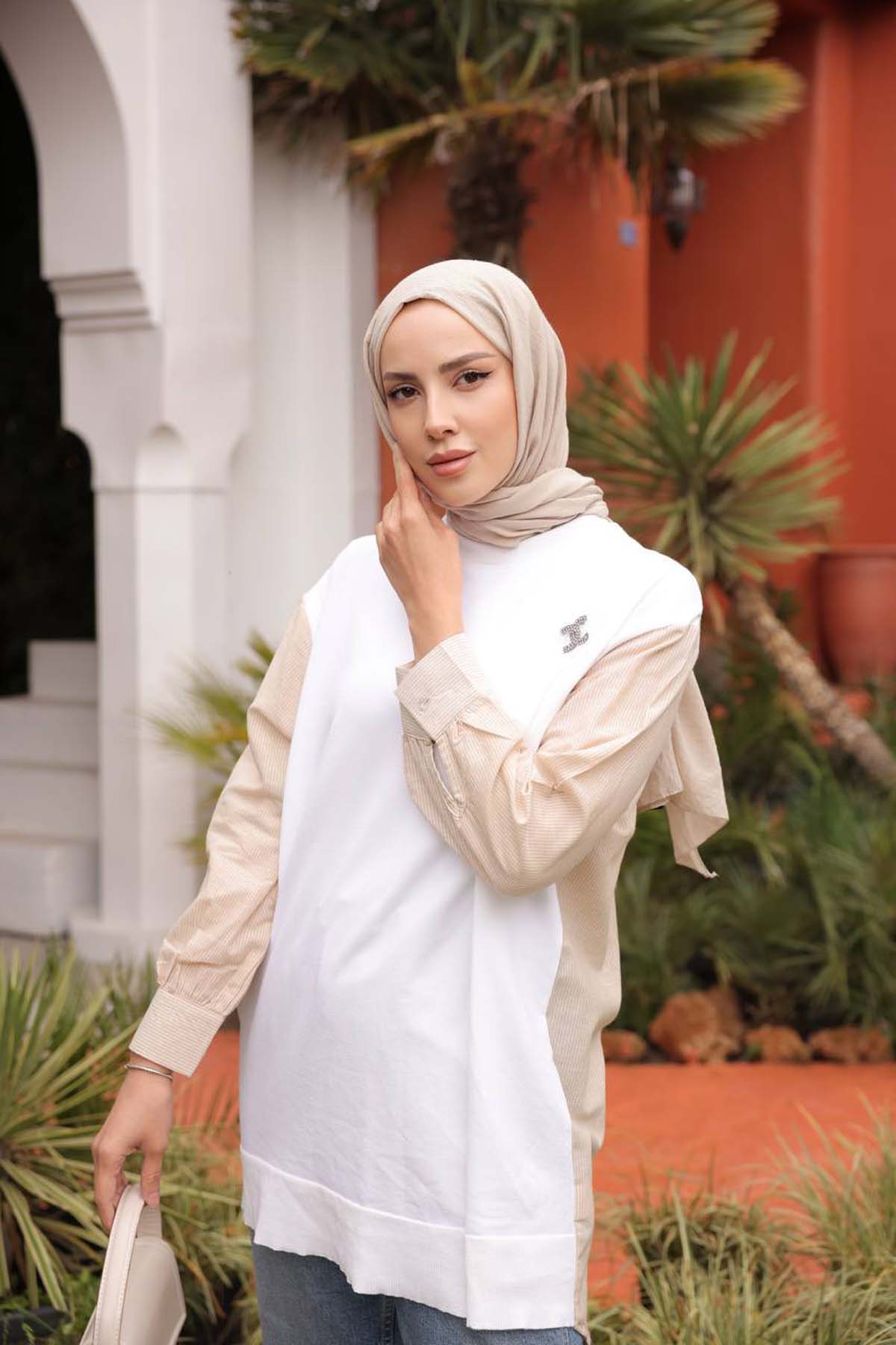 Merserize Kumaş Detaylı Tunik