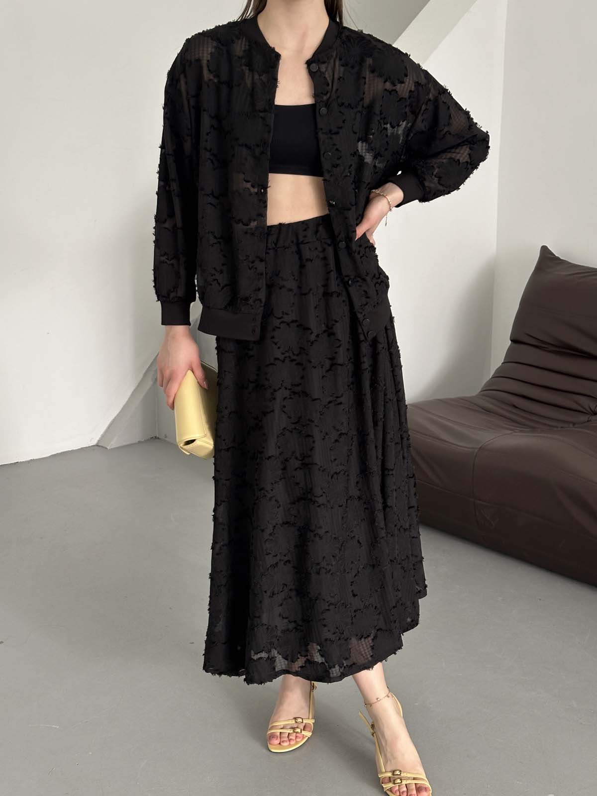 Beli Lastikli  Şifon  Etek