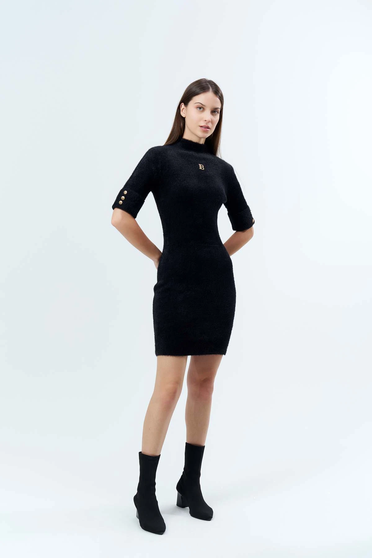 Angora Kısa Kollu Elbise