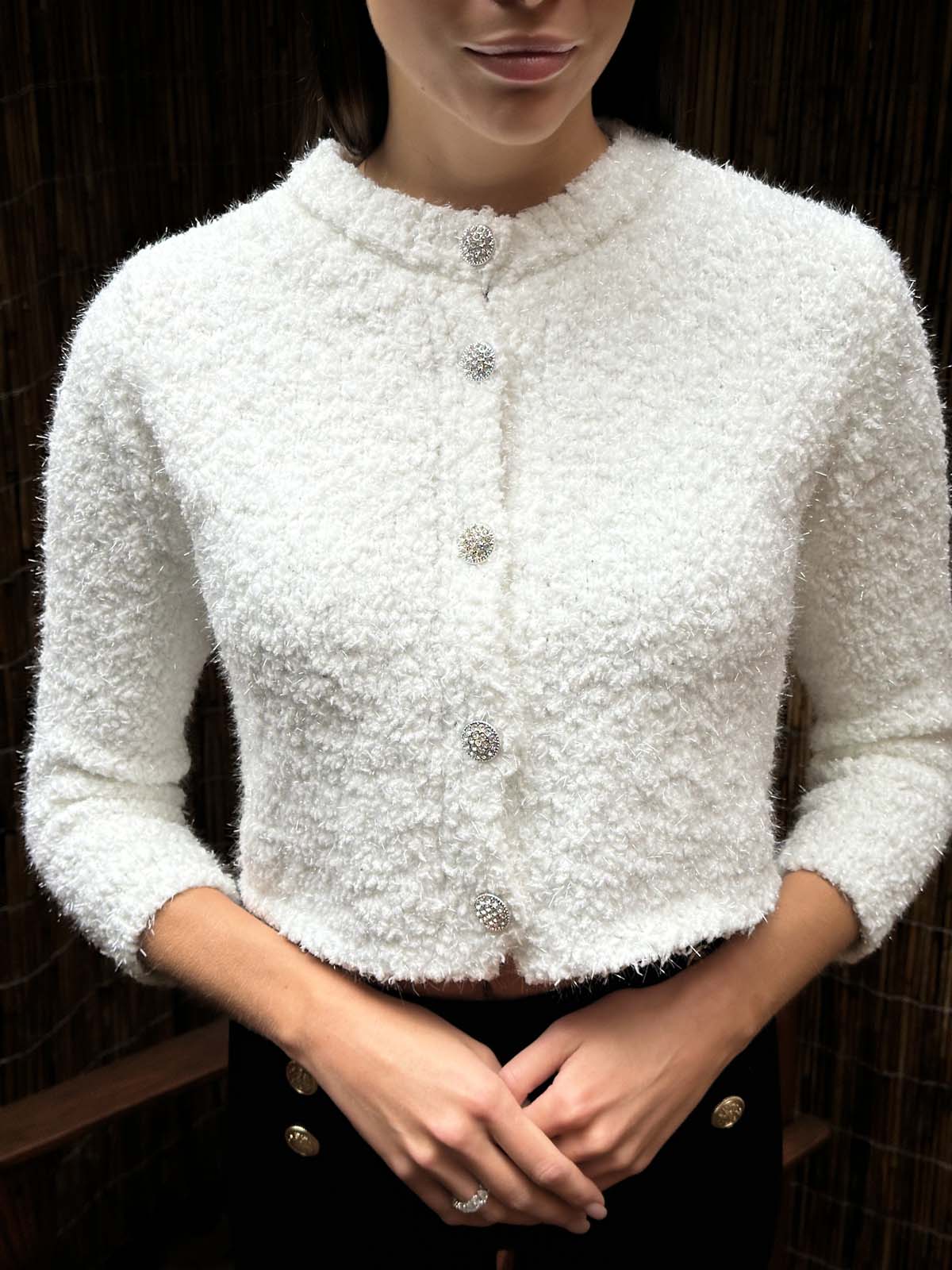 Simli Ponponlu Düz Kazak